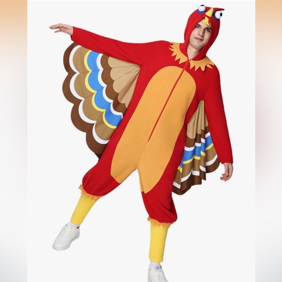 NWT Fleece Turkey Costume Thanksgiving Day Onesie Cosplay Men’s XL - Picture 5 of 6
